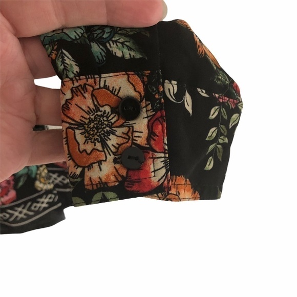 Rose & Olive Black Floral Long Sleeve Blouse Size Small - Picture 9 of 12